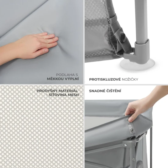 Ohrádka pre deti skladacia Ziki Light Grey Kinderkraft KLZIKI00GRY0000