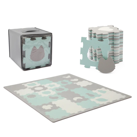 Podložka penová puzzle Luno Shapes 185 x 165 cm Mint, 30ks, Premium Kinderkraft KPLUSH00MIN0000