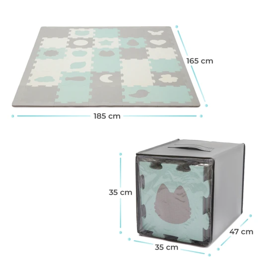 Podložka penová puzzle Luno Shapes 185 x 165 cm Mint, 30ks, Premium Kinderkraft KPLUSH00MIN0000