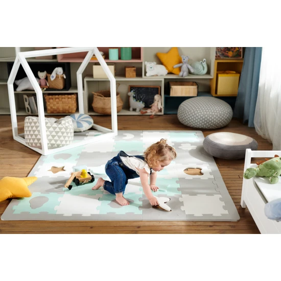 Podložka penová puzzle Luno Shapes 185 x 165 cm Yellow, 30ks, Premium Kinderkraft KPLUSH00YEL0000