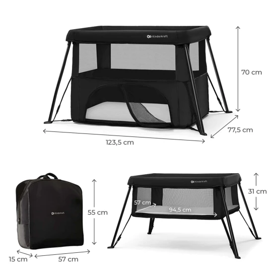 Postieľka cestovná Cami Black Kinderkraft KLCAMI00BLK0000