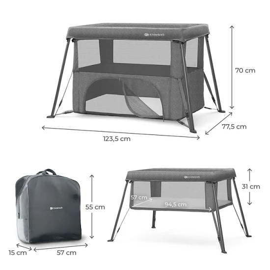 Postieľka cestovná Cami Grey Kinderkraft KLCAMI00GRY0000