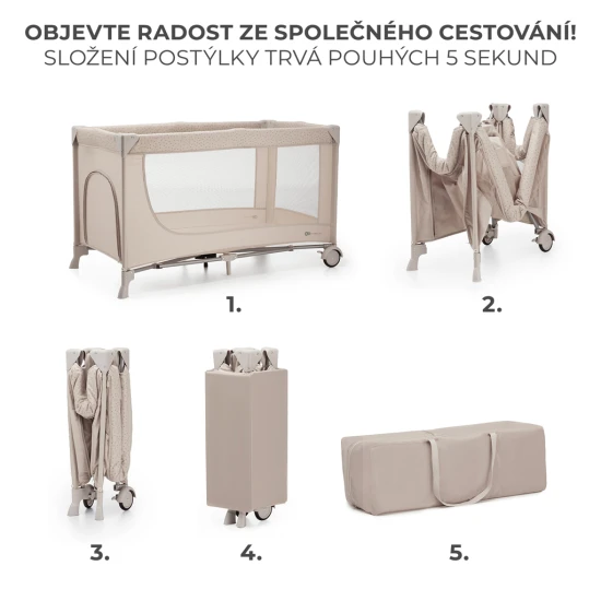 Postieľka cestovná Joy 2 Beige Kinderkraft KLJOY02BEG00000