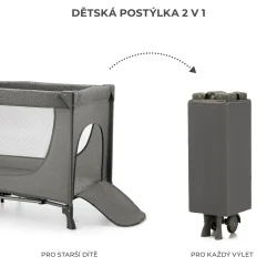 Postieľka cestovná Joy 2 Dark grey