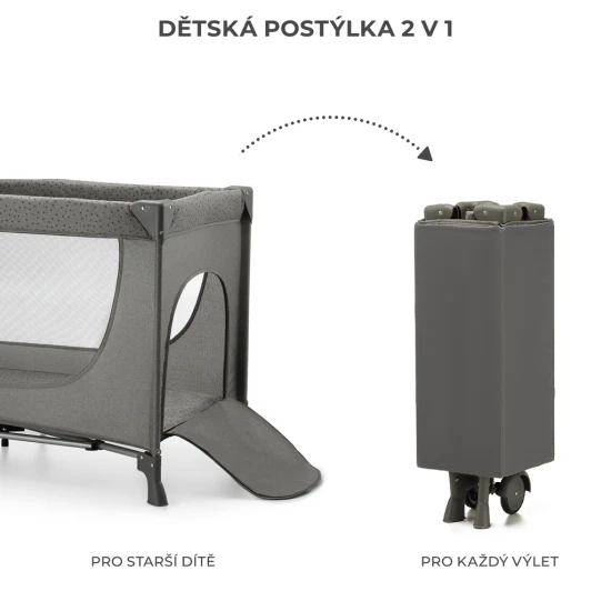 Postieľka cestovná Joy 2 Dark grey Kinderkraft KLJOY02DGR00000