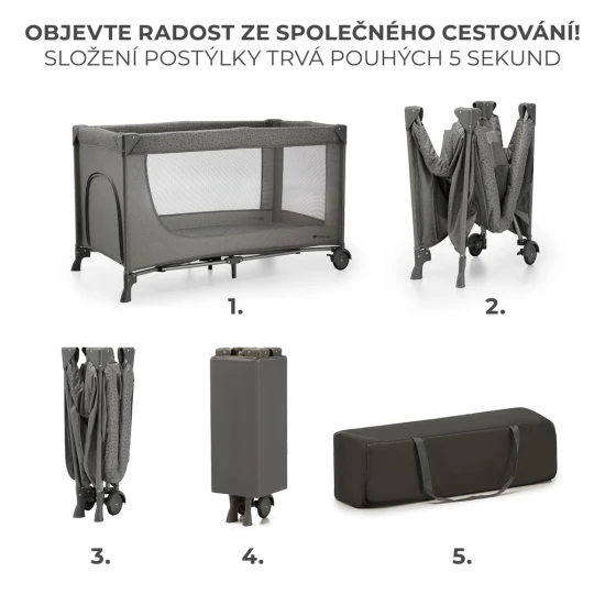 Postieľka cestovná Joy 2 Dark grey Kinderkraft KLJOY02DGR00000