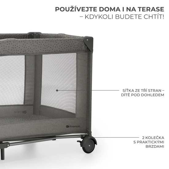 Postieľka cestovná Joy 2 Dark grey Kinderkraft KLJOY02DGR00000