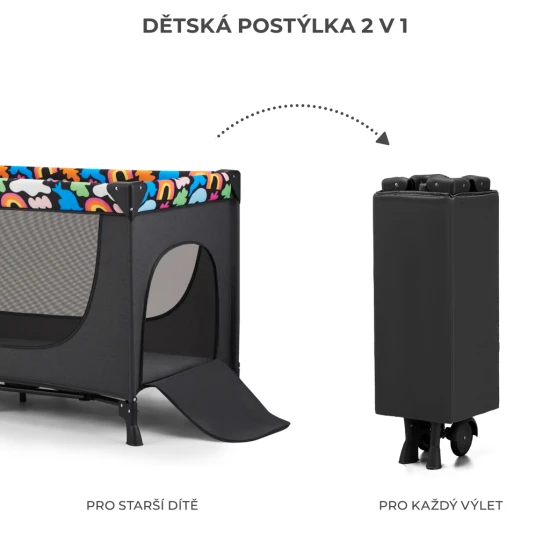 Postieľka cestovná Joy 2 Happy shapes Kinderkraft KLJOY02HAP0000