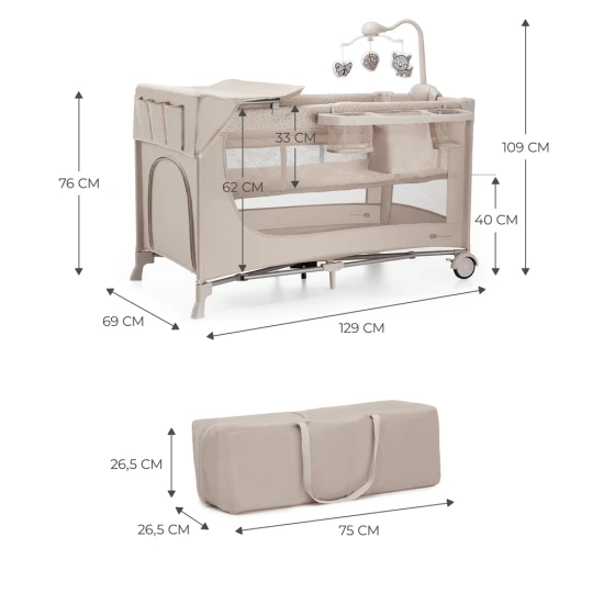 Postieľka cestovná Joy 2 s doplnkami Beige Kinderkraft KLJOY02BEG000AC