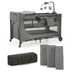 Postieľka cestovná Joy 2 s doplnkami Dark grey