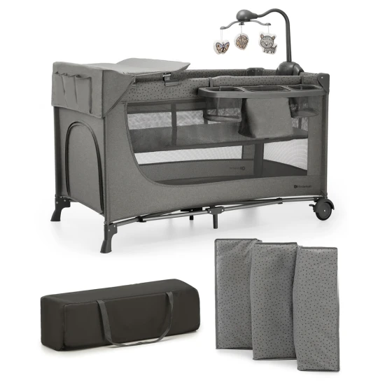 Postieľka cestovná Joy 2 s doplnkami Dark grey Kinderkraft KLJOY02DGR000AC
