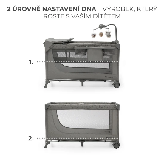 Postieľka cestovná Joy 2 s doplnkami Dark grey Kinderkraft KLJOY02DGR000AC