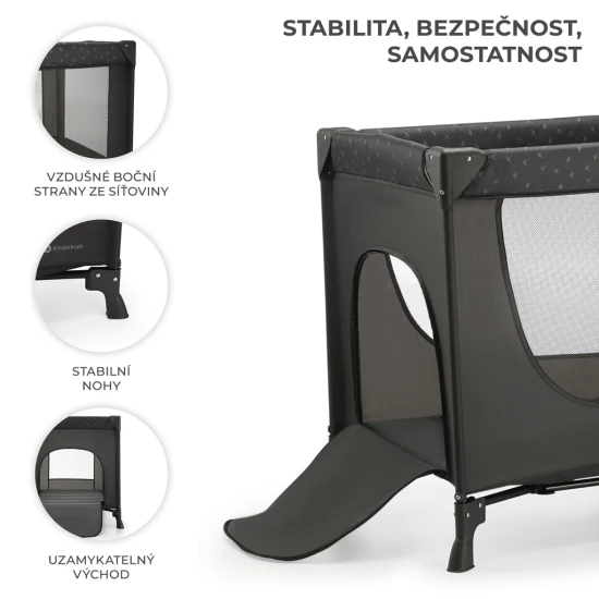 Postieľka cestovná Joy Light grey Kinderkraft KLJOYLIGRY00000