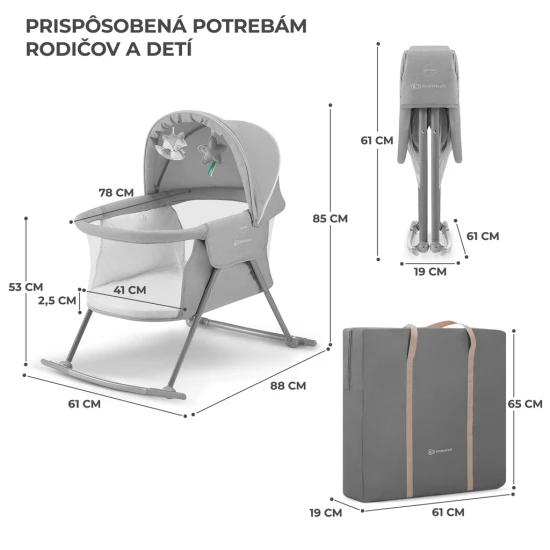 Postieľka detská 3v1 Lovi Gray Kinderkraft KKLLOVIGRY0000