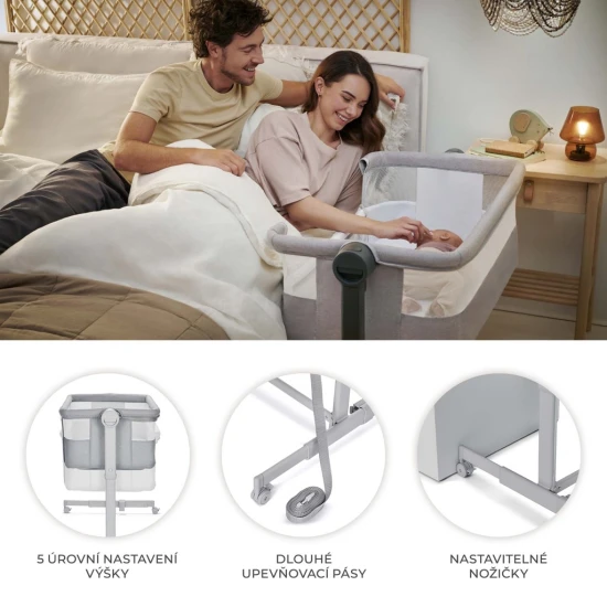 Postieľka detská polohovateľná Nestee Up2 Full Light Grey Kinderkraft KLNEE002LGRF000