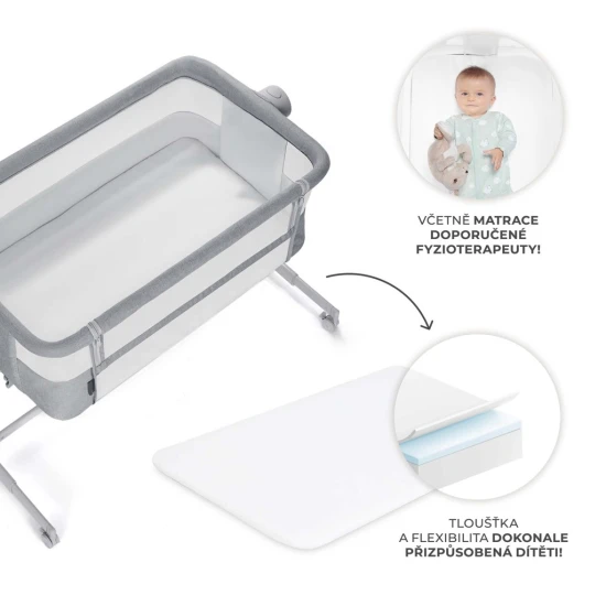 Postieľka detská polohovateľná Nestee Up2 Full Light Grey Kinderkraft KLNEE002LGRF000