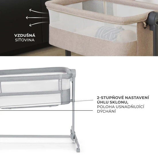 Postieľka detská polohovateľná Nestee Up2 Full Light Grey Kinderkraft KLNEE002LGRF000