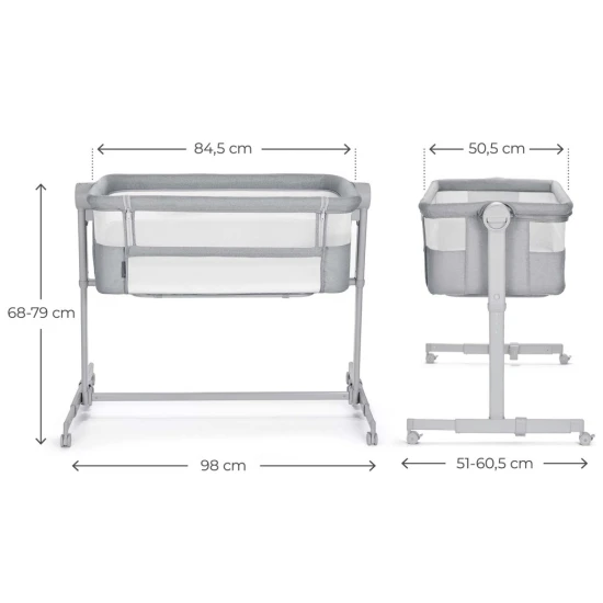 Postieľka detská polohovateľná Nestee Up2 Full Light Grey Kinderkraft KLNEE002LGRF000