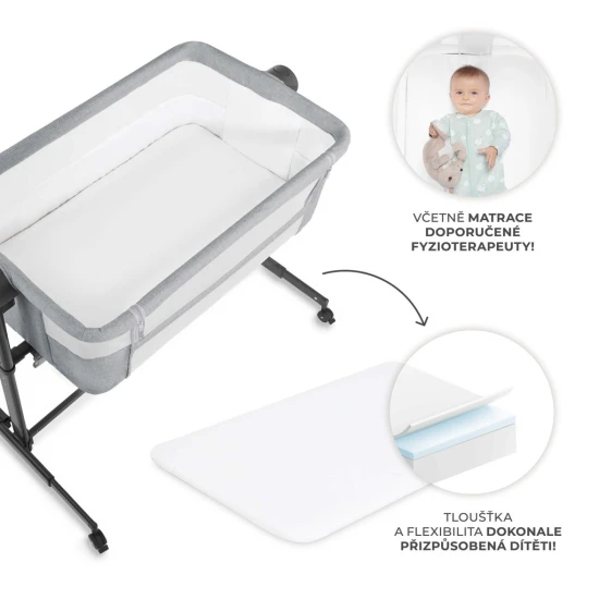Postieľka detská polohovateľná Nestee Up2 Light Grey Kinderkraft KLNEE002LGR0000