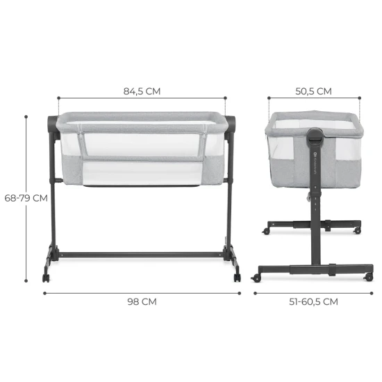 Postieľka detská polohovateľná Nestee Up2 Light Grey Kinderkraft KLNEE002LGR0000