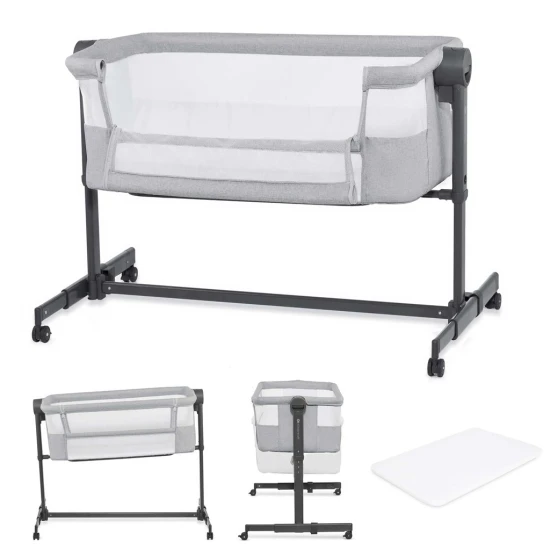 Postieľka detská polohovateľná Nestee Up2 Light Grey Kinderkraft KLNEE002LGR0000