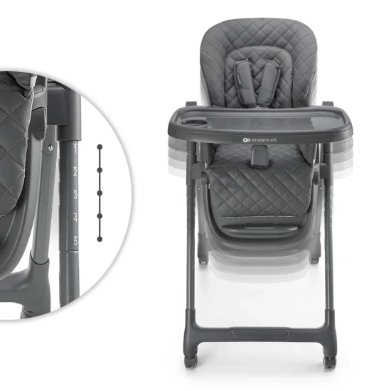 Stolička jedálenská 3v1 Tulo Grey Kinderkraft KHTULO00GRY0000