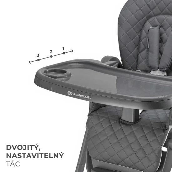 Stolička jedálenská 3v1 Tulo Grey Kinderkraft KHTULO00GRY0000