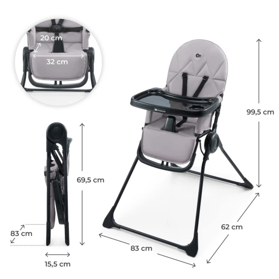 Stolička jedálenská Binci Grey Kinderkraft KHBINC00GRY0000