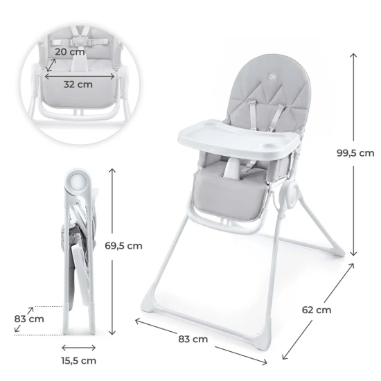Stolička jedálenská Binci Light Grey Kinderkraft KHBINC00LGR0000