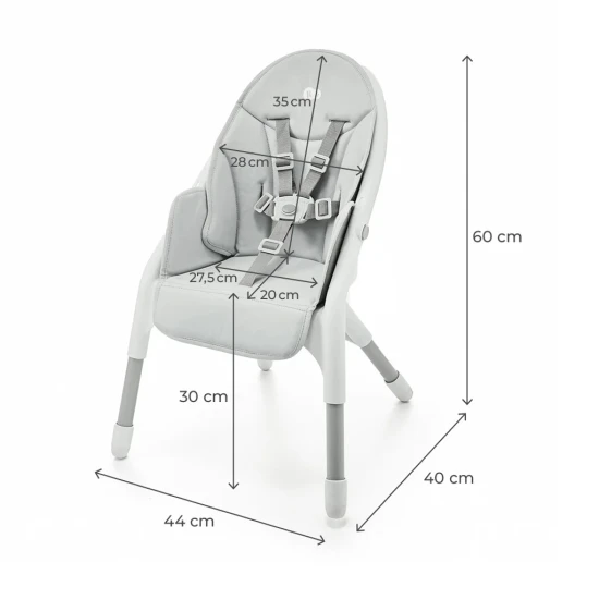 Stolička jedálenská Dinnly 2v1 Grey Kinderkraft KHDINN00LGR0000