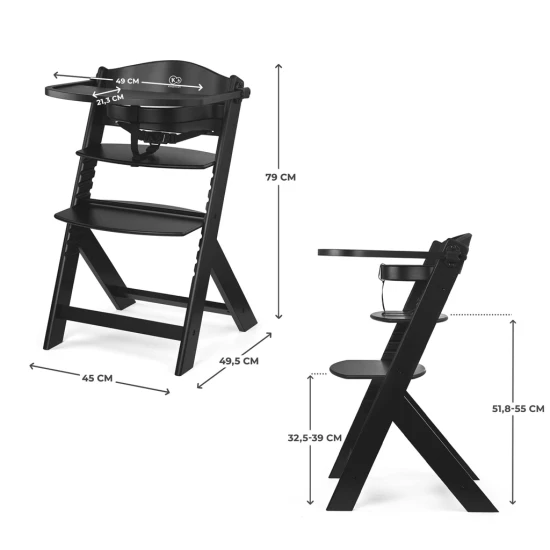 Stolička jedálenská Enock Black Kinderkraft KHENOC00BLK0000