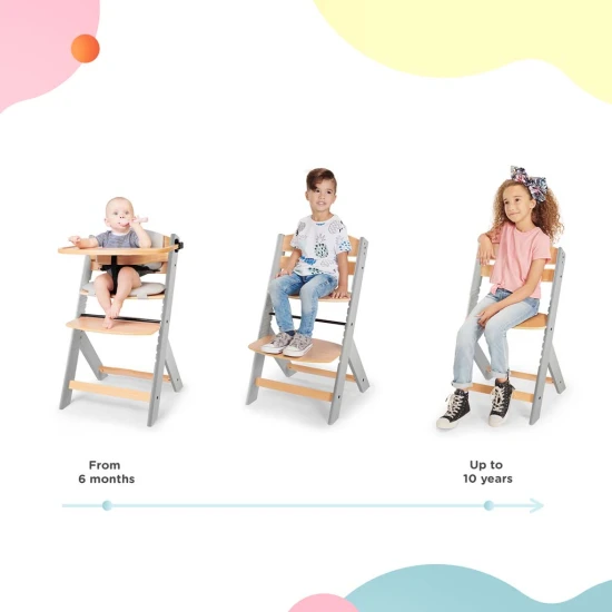 Stolička jedálenská Enock s polstrovaním Grey wooden, Premium Stolička jedálenská Enock s polstrovaním Grey wooden, Premium Kinderkraft KHENOC0PGRY0000