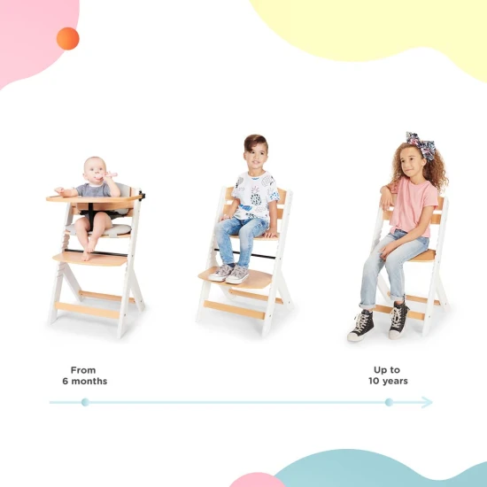 Stolička jedálenská Enock s polstrovaním White wooden, Premium Kinderkraft KHENOC0PWHT0000