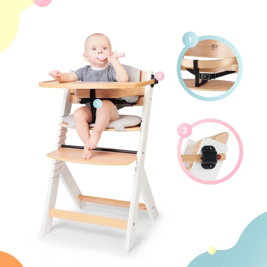 Stolička jedálenská Enock s polstrovaním White wooden, Premium Kinderkraft KHENOC0PWHT0000
