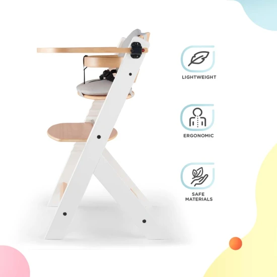 Stolička jedálenská Enock s polstrovaním White wooden, Premium Kinderkraft KHENOC0PWHT0000