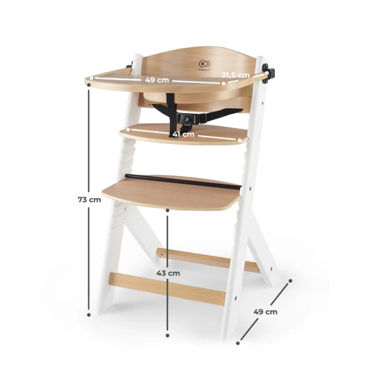 Stolička jedálenská Enock White wooden, Premium Kinderkraft KKKENOCWHT0000