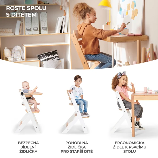 Stolička jedálenská Enock White Kinderkraft KKKENOCWHTF000