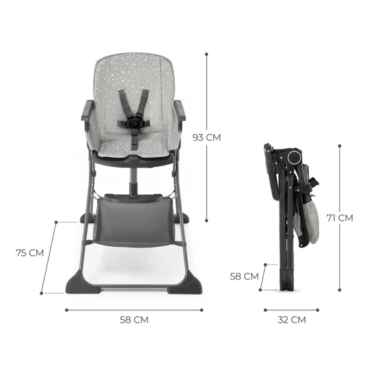 Stolička jedálenská Foldee Grey Kinderkraft KHFOLD00GRY0000