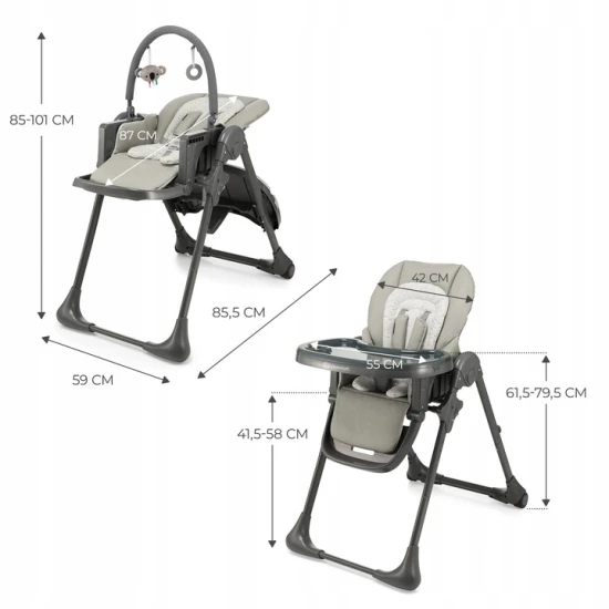 Stolička jedálenská Tummie grey Kinderkraft KHTUMM00GRY0000