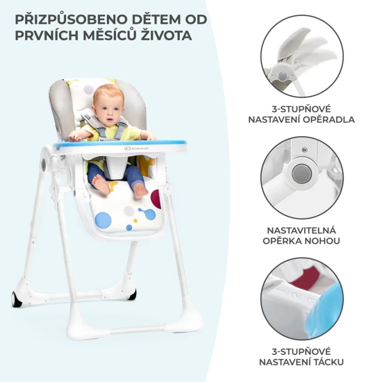 Stolička jedálenská Yummy Grey Kinderkraft KKKYUMMGRY0000