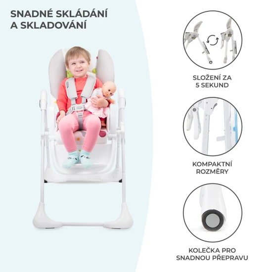 Stolička jedálenská Yummy Grey Kinderkraft KKKYUMMGRY0000