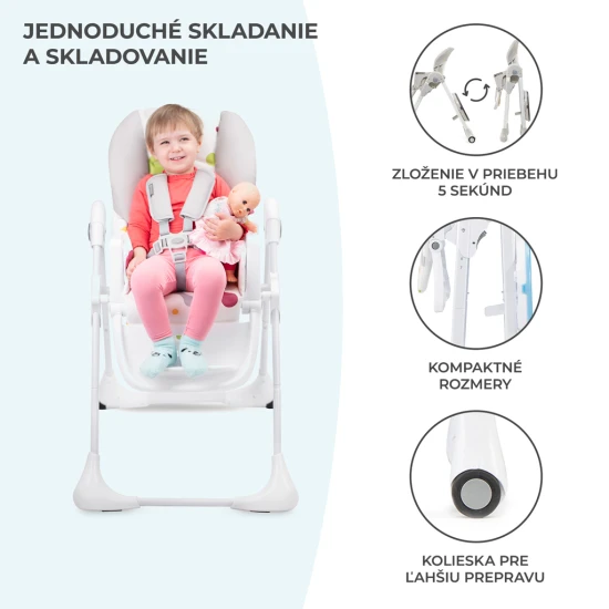Stolička jedálenská Yummy Grey Kinderkraft KKKYUMMGRY0000