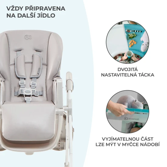 Stolička jedálenská Yummy Grey Kinderkraft KKKYUMMGRY0000