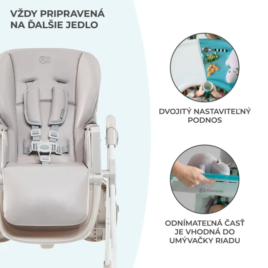 Stolička jedálenská Yummy Grey Kinderkraft KKKYUMMGRY0000