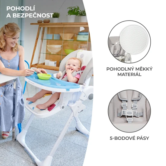 Stolička jedálenská Yummy Grey Kinderkraft KKKYUMMGRY0000