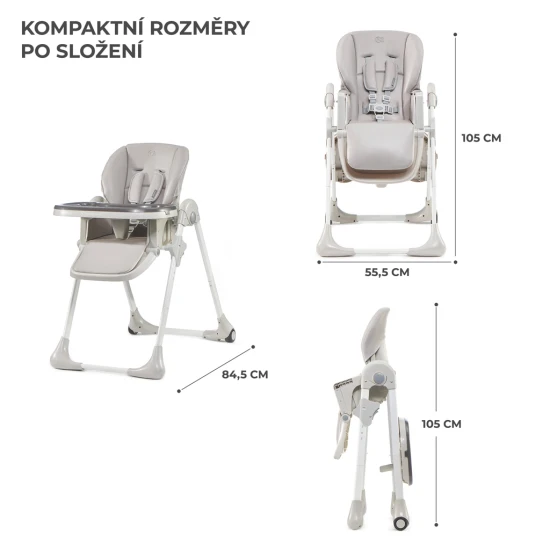 Stolička jedálenská Yummy Grey Kinderkraft KKKYUMMGRY0000