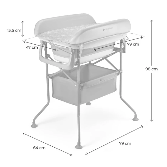 Stolík prebaľovací s vaničkou Bubbly Grey Kinderkraft KABUBB00GRY0000