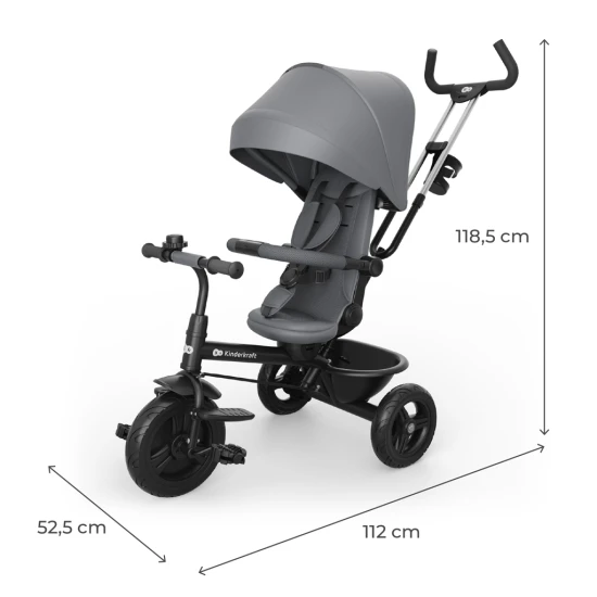 Trojkolka Aston 2 Plus Grey, 9m+ Kinderkraft KRASTO02GRYPL00