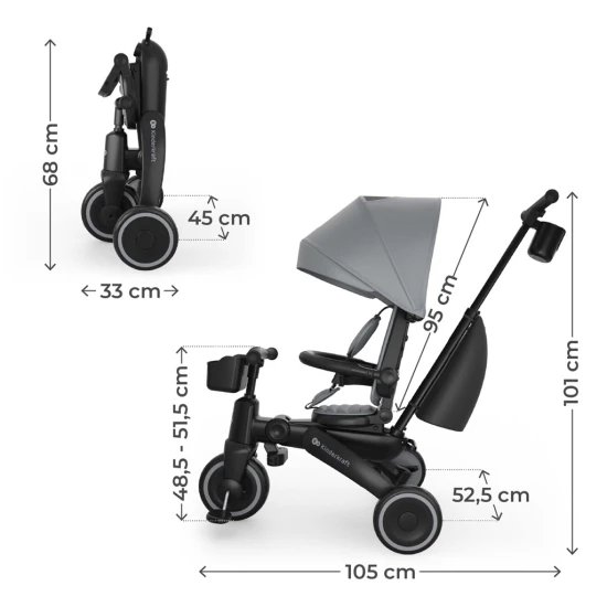Trojkolka Jazz 3 Grey, 9m+ Kinderkraft KRJAZZ03GRY0000