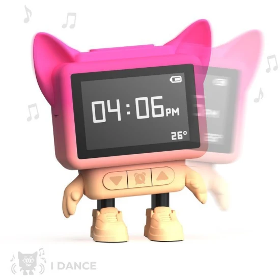 MOB Tancujúci budík Dancing Clock – ružový, hudobný a tancujúci budík pre deti s LED displejom